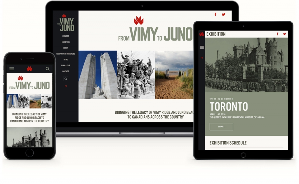 The Vimy to Juno Website on different devices