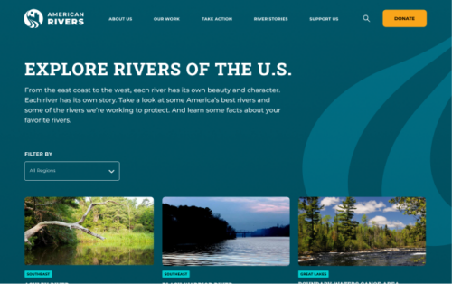 Homepage of American Rivers Website